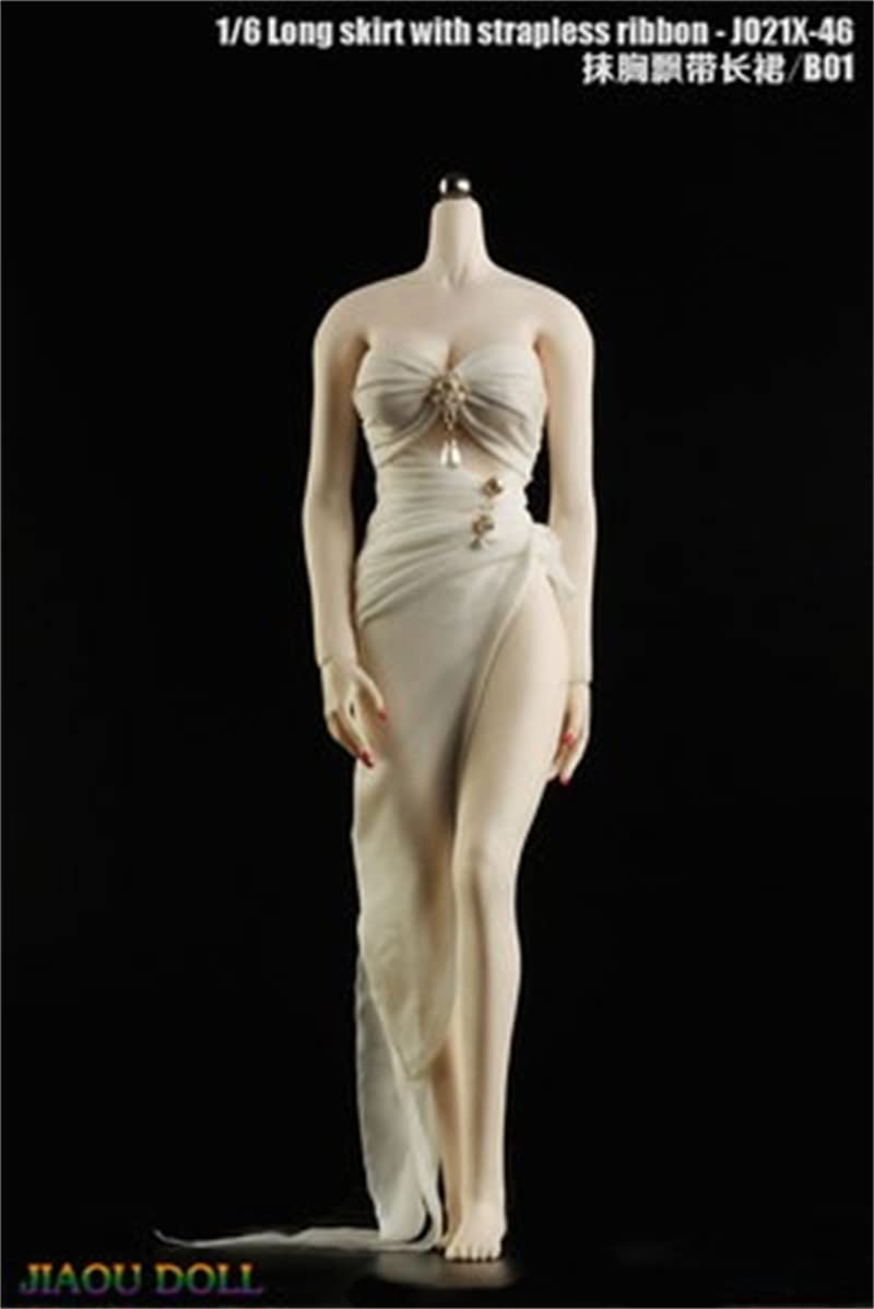 i8 TOYS 1/6 Scale Sexy Long Skirt With Strapless Ribbon Doll Clothes for 12 Inch Female Action Figure TBLeague(White, JO21X-46B01)