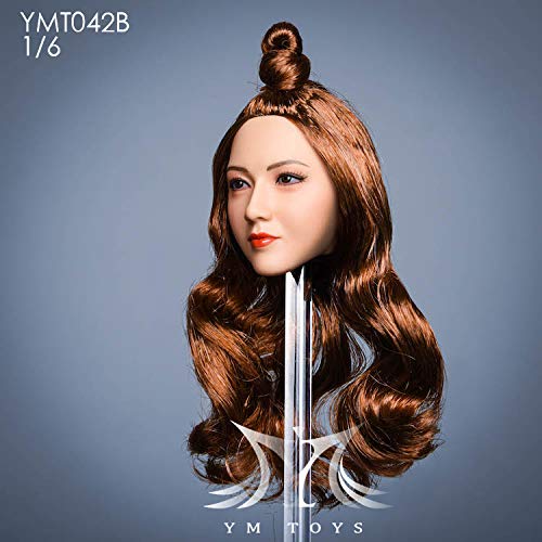 i8 TOYS YMTOYS YMT042B 1/6 Scale Ruyi Female Head Sculpture with Long brown hair for 12 Inch TBLeague Phicen Action Figure