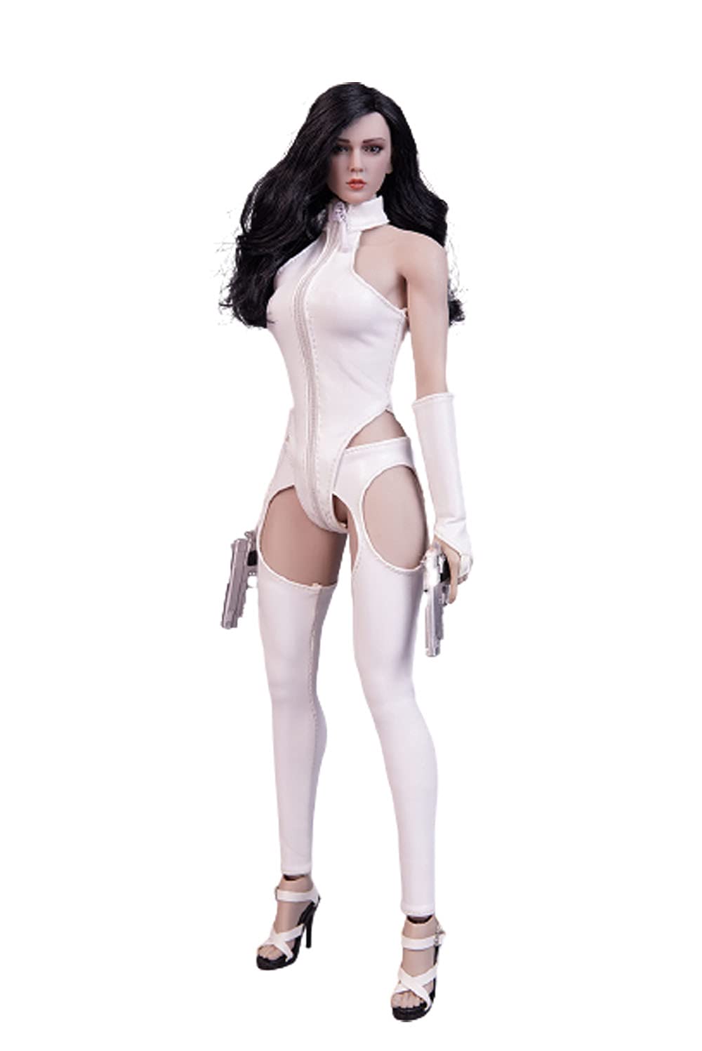 i8 toys JIAOU 1/6 Scale Accessories Clothes high collar leather trousers for 12 inch Female collectable Action Figure White