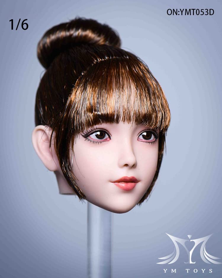 i8 TOYS YMTOYS YMT053D 1/6 Scale Taro Asian Female Head Sculpture, Hair Transplanted Little Lolita Cute Beauty Head Carving for 12 Inch Doll Figure
