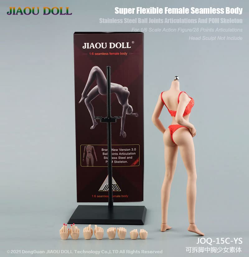 i8 TOYS 1/6 Scale Super-Flexible Female Seamless Doll Body, Girl Body Model with Narrow Shoulders Thin Chest Steel Skeleton without Head Sculpt (Normal Skin Tone)