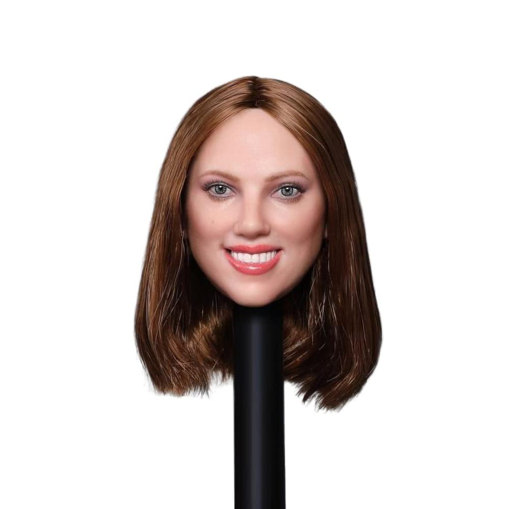YSBRING GACTOYS GC033A 1/6 Scale Female Head Sculpt European and American Star Smiley Widow Scarlett Head Carving for 12 Inch Action Figure Doll
