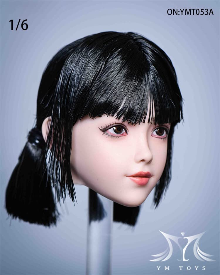 i8 TOYS YMTOYS YMT053A 1/6 Scale Taro Asian Female Head Sculpture, Hair Transplanted Little Lolita Cute Beauty Head Carving for 12 Inch Doll Figure