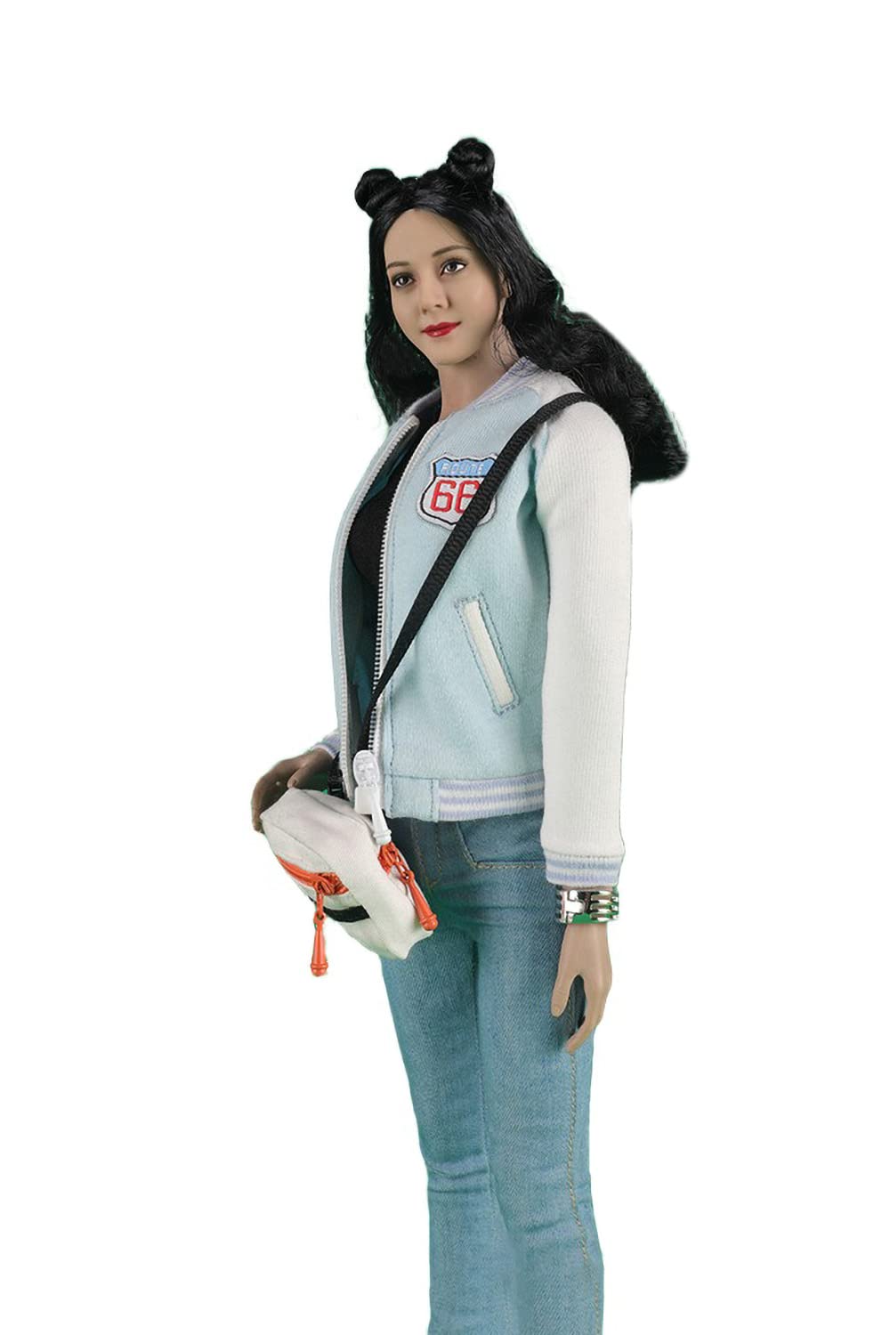 YSBRING CTOYS CC009B 1/6 Scale Accessories Clothes Trend Baseball Shirt Jacket Sportswear for 12 Inch Female Collectible Action Figure (blue and white)