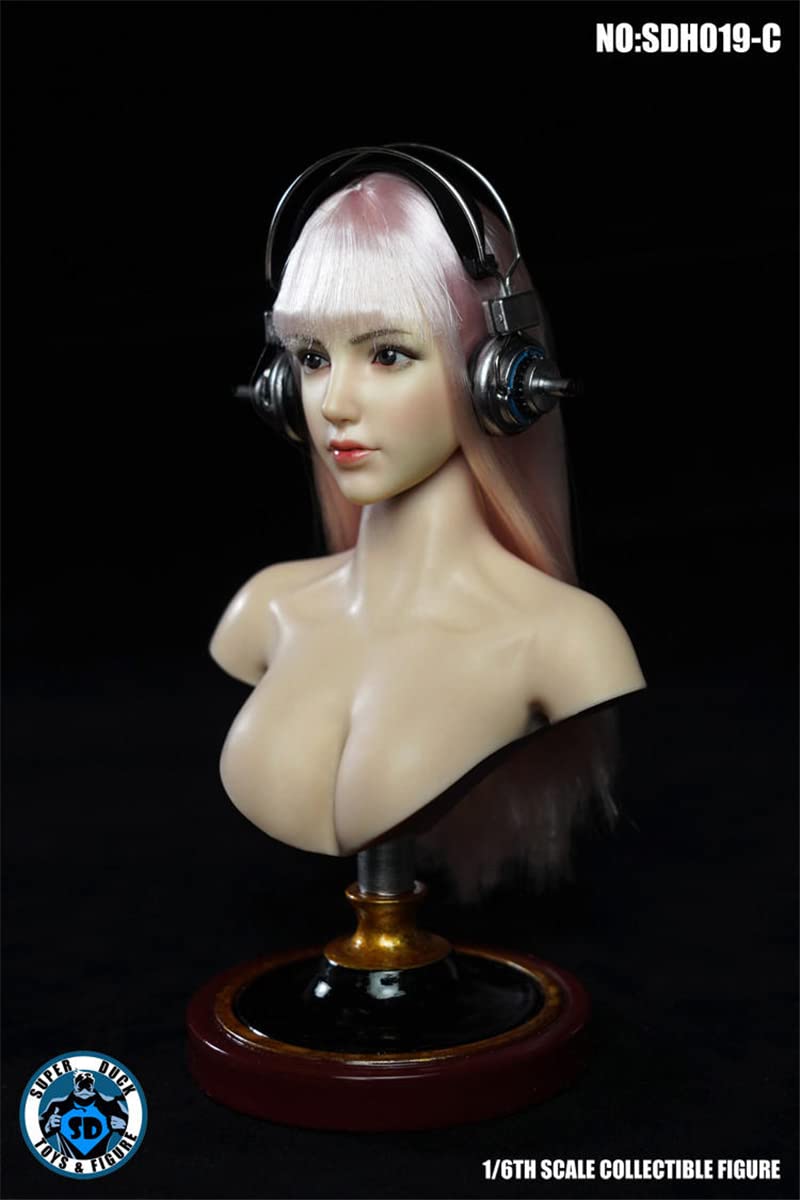 YSBRING SUPER DUCK SDH019C 1/6 Scale Female Head Hair Transplant Beauty Head Carving for 12 Inch Collectible Action Figure Body