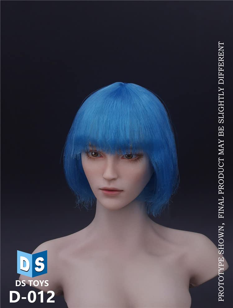 YSBRING DS TOYS D-012 1/6 Scale Cosplay Head Sculpture Figure Accessories for 12 Inch European and American White-skinned Female Body (Blue)