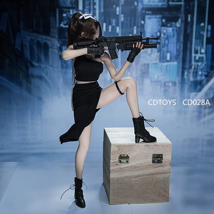 YSBRING cdtoys cd028A 1/6 Scale Women's Slanted Shoulder Skirt Clothing Accessories for 12 Inch Female Body (Black, without figure head)