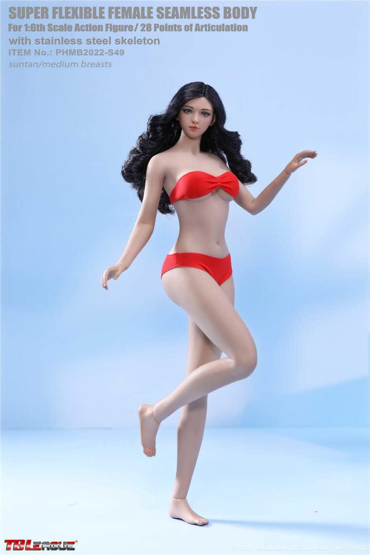YSBRING TBLeague PHMB2022-S49 1/6 Scale Super Flexible Female Seamless Body 12 Inch Collectible Action Figure Doll (Wheat Skin, with head)