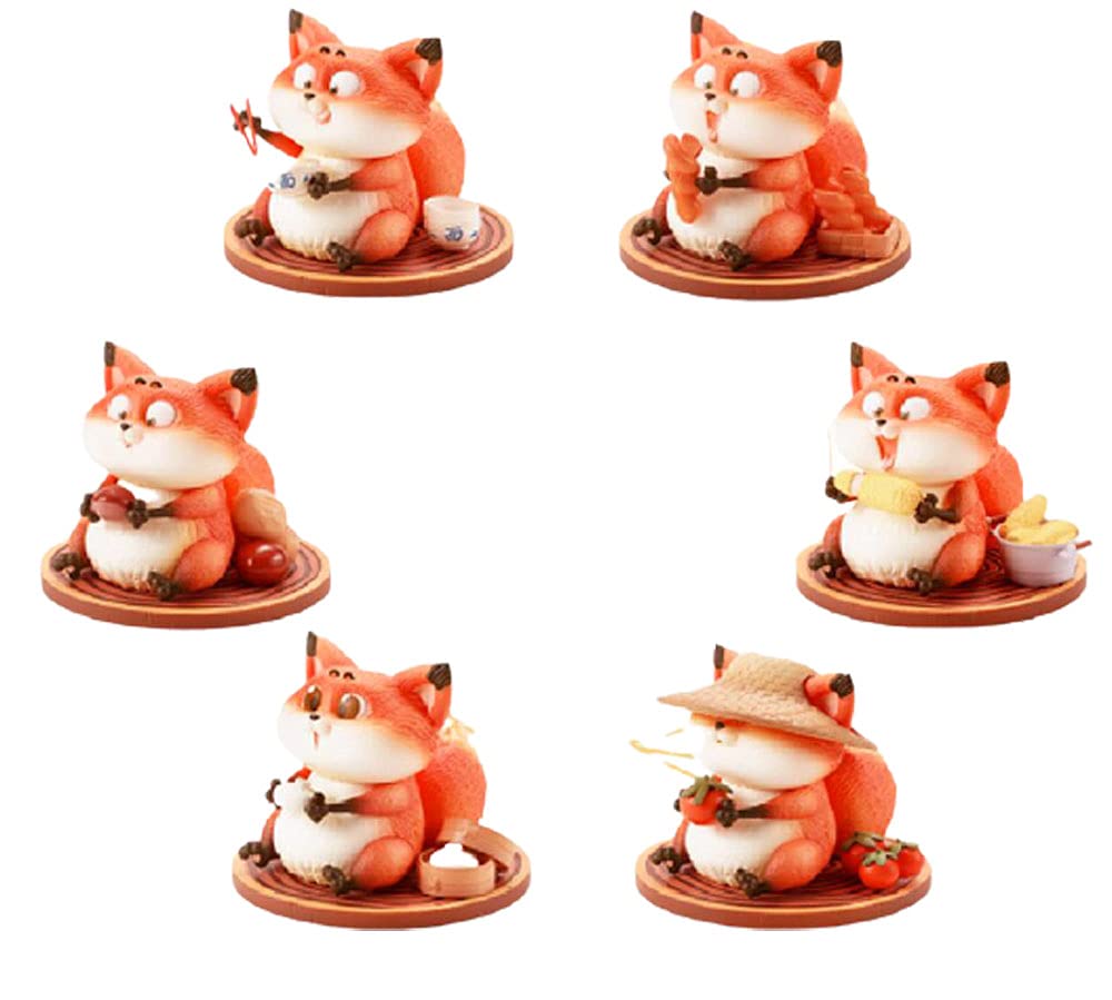 ACTOYS Cute fox figure Collectable Figurines toys figure cute doll (6PC fullset)