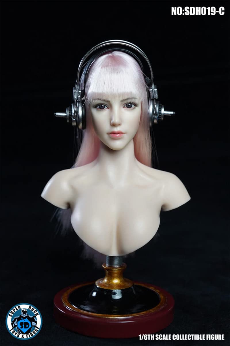 YSBRING SUPER DUCK SDH019C 1/6 Scale Female Head Hair Transplant Beauty Head Carving for 12 Inch Collectible Action Figure Body