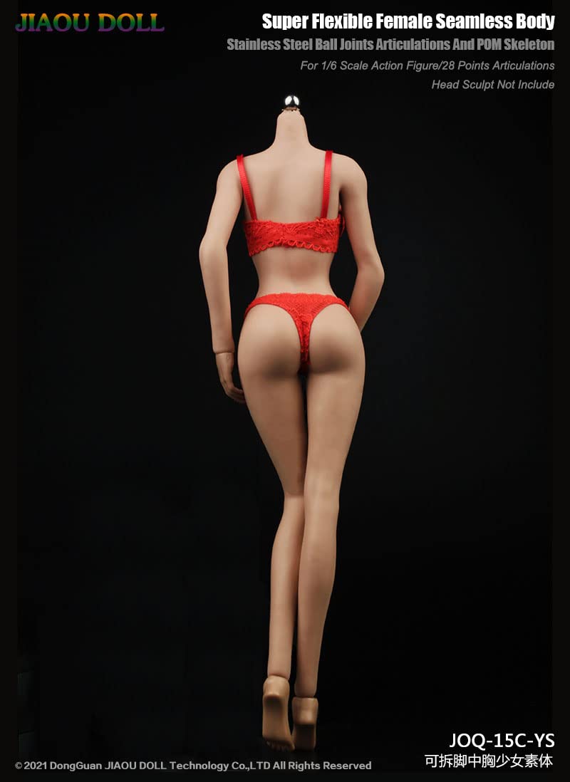 i8 TOYS 1/6 Scale Super-Flexible Female Seamless Doll Body, Girl Body Model with Narrow Shoulders Thin Chest Steel Skeleton without Head Sculpt (Normal Skin Tone)