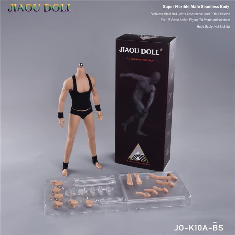 i8 TOYS JIAOU DOLL JOk10A-BS 1/6 Scale Male Seamless Super Flexible Muscular Body for 12 Inch Male Action Doll Arts Drawings Photography (Wheat-colored)