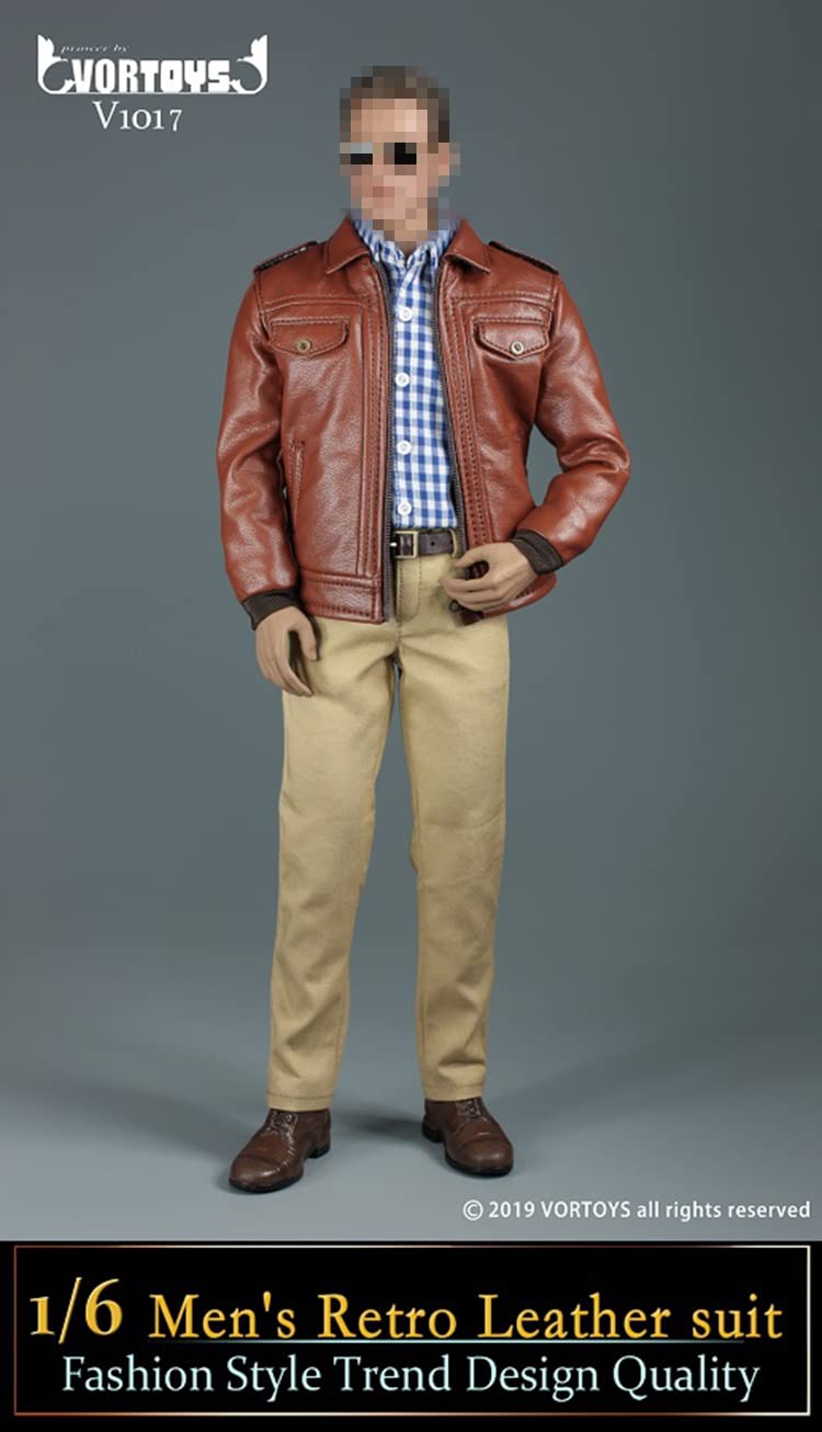 YSBRING VORTOYS V1017 1/6 Scale Super-Flexible Male Seamless Body Retro Leather Jacket Suit 12 Inch Collectible Male Body (body+clothes)