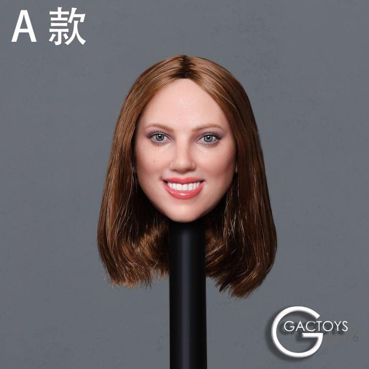 YSBRING GACTOYS GC033A 1/6 Scale Female Head Sculpt European and American Star Smiley Widow Scarlett Head Carving for 12 Inch Action Figure Doll