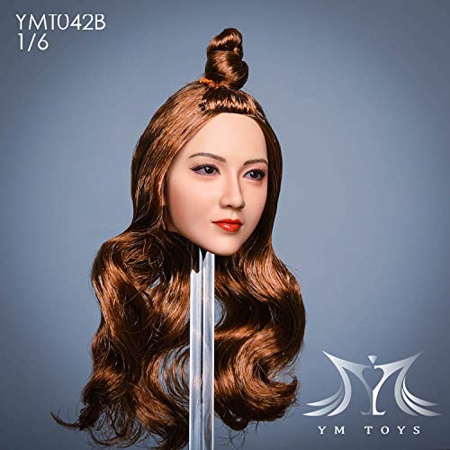 i8 TOYS YMTOYS YMT042B 1/6 Scale Ruyi Female Head Sculpture with Long brown hair for 12 Inch TBLeague Phicen Action Figure