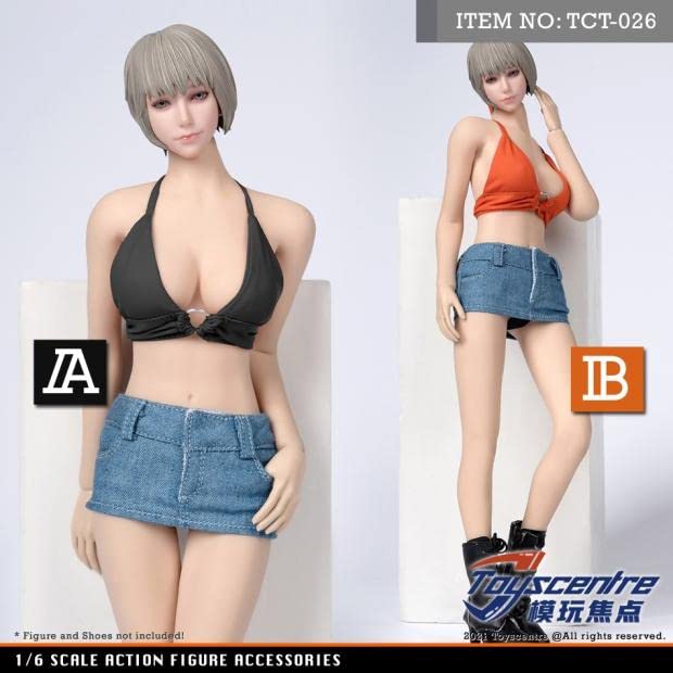 YSBRING ToysCentre TCT-026A 1/6 Scale Female Clothes Set Camisole + Short Skirt + Underpants for 12 Inch Female Action Figure Body (Black)