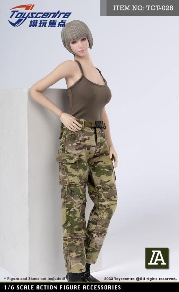 YSBRING ToysCentre TCT-028A 1/6 Scale Doll Clothes Camisole + Camouflage Trousers + Belt Costume Suit for 12 Inch Female Soldier Action Figure