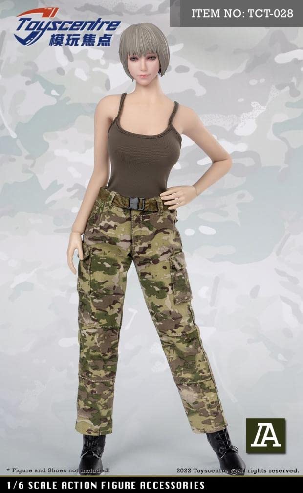 YSBRING ToysCentre TCT-028A 1/6 Scale Doll Clothes Camisole + Camouflage Trousers + Belt Costume Suit for 12 Inch Female Soldier Action Figure
