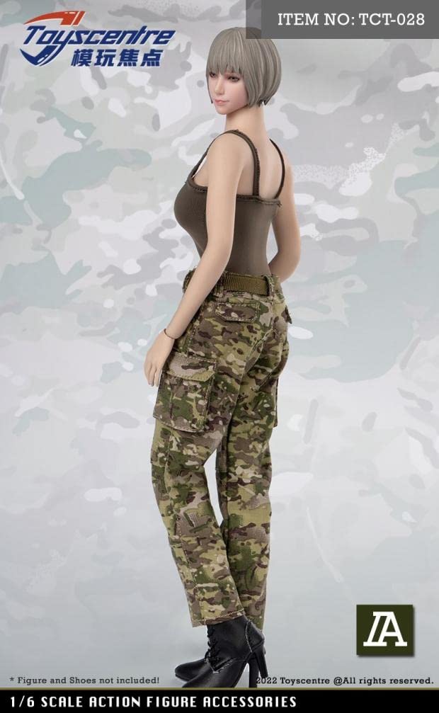 YSBRING ToysCentre TCT-028A 1/6 Scale Doll Clothes Camisole + Camouflage Trousers + Belt Costume Suit for 12 Inch Female Soldier Action Figure