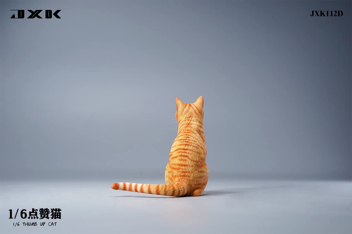 JXK JXK112D 1/6 Scale Thumb Up Cat Collectible Cute Animal Figure Desktop Fairy Garden Decoration (Orange)