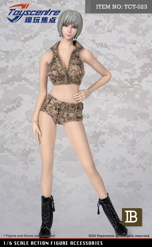 YSBRING ToysCentre TCT-023B 1/6 Scale Doll Clothes Camouflage Vest Shorts Suit for 12 Inch Female Soldier Action Figure