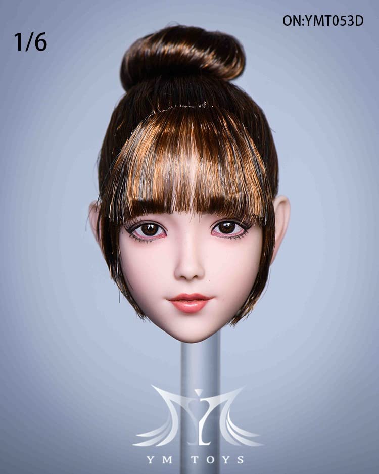 i8 TOYS YMTOYS YMT053D 1/6 Scale Taro Asian Female Head Sculpture, Hair Transplanted Little Lolita Cute Beauty Head Carving for 12 Inch Doll Figure