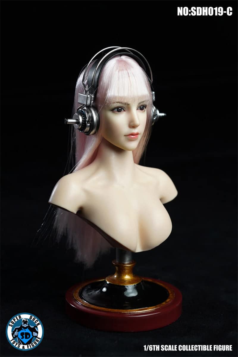 YSBRING SUPER DUCK SDH019C 1/6 Scale Female Head Hair Transplant Beauty Head Carving for 12 Inch Collectible Action Figure Body