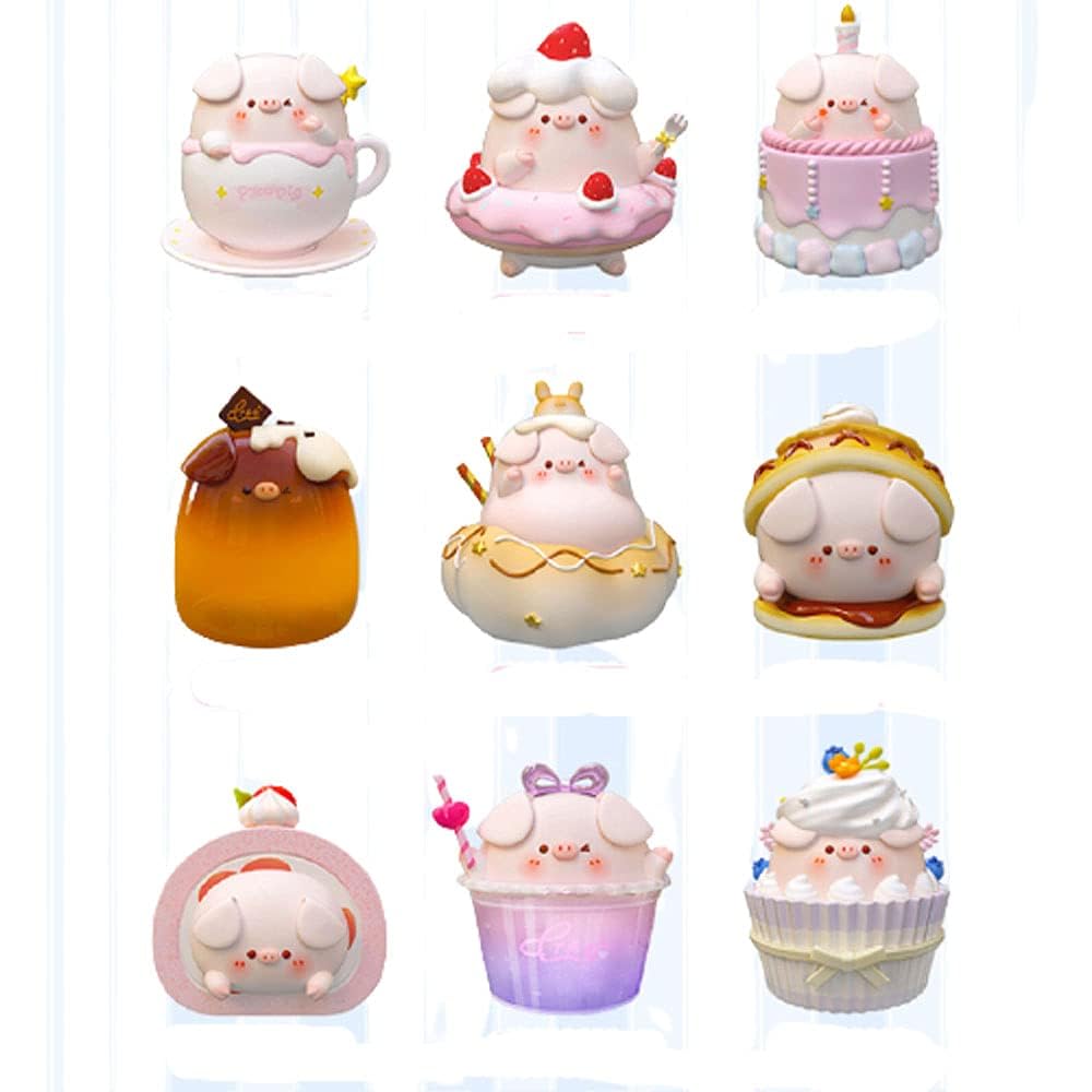 YSBRING Airtoys PikoPig Cute Figurine Dessert Style Collectible Animal Doll Ornaments (9 PC Fullset)