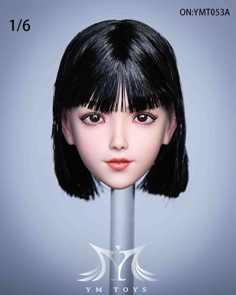 i8 TOYS YMTOYS YMT053A 1/6 Scale Taro Asian Female Head Sculpture, Hair Transplanted Little Lolita Cute Beauty Head Carving for 12 Inch Doll Figure