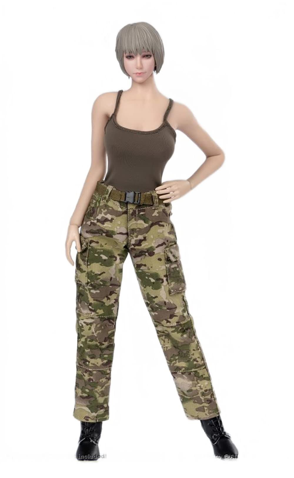 YSBRING ToysCentre TCT-028A 1/6 Scale Doll Clothes Camisole + Camouflage Trousers + Belt Costume Suit for 12 Inch Female Soldier Action Figure