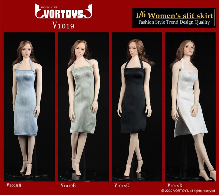 YSBRING VORTOYS V1019B 1/6 Scale Women's Slit Skirt for 12 Inch Female Figure Body (Green)
