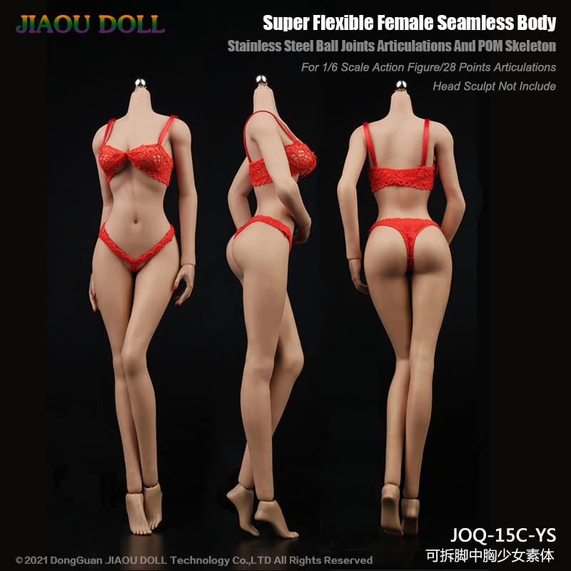 i8 TOYS 1/6 Scale Super-Flexible Female Seamless Doll Body, Girl Body Model with Narrow Shoulders Thin Chest Steel Skeleton without Head Sculpt (Pink Complexion)