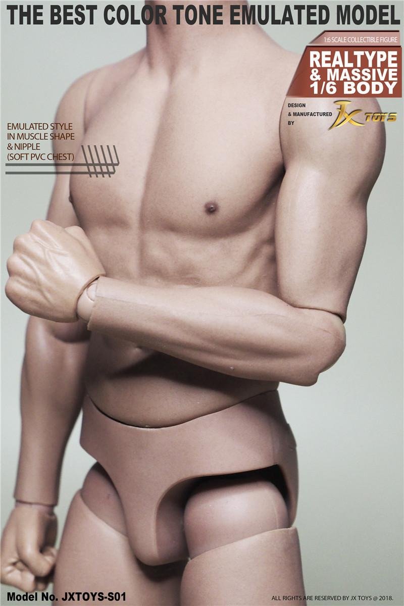 YSBRING JXtoys S01 /6 Scale Muscular Body Seamless Super Flexible Action Figure for 12 Inch Male Doll Without Head Sculpture