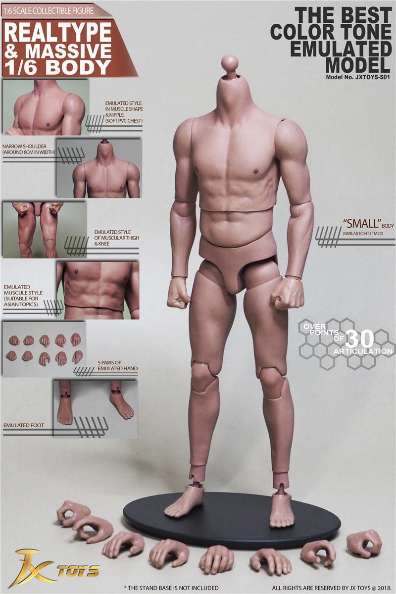 YSBRING JXtoys S01 /6 Scale Muscular Body Seamless Super Flexible Action Figure for 12 Inch Male Doll Without Head Sculpture