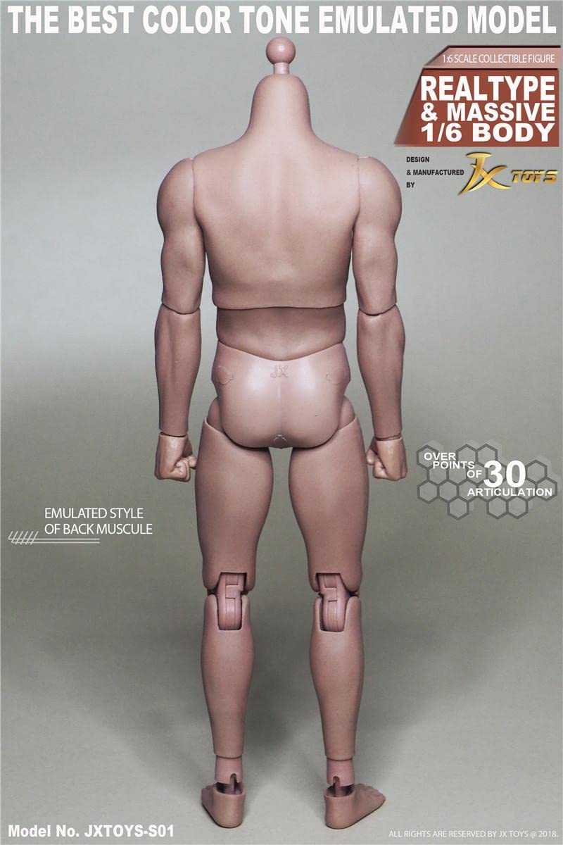 YSBRING JXtoys S01 /6 Scale Muscular Body Seamless Super Flexible Action Figure for 12 Inch Male Doll Without Head Sculpture