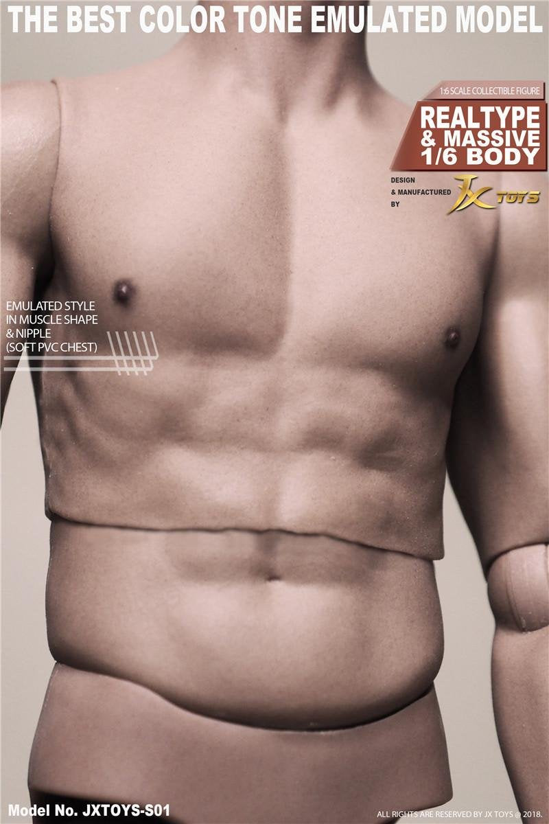 YSBRING JXtoys S01 /6 Scale Muscular Body Seamless Super Flexible Action Figure for 12 Inch Male Doll Without Head Sculpture