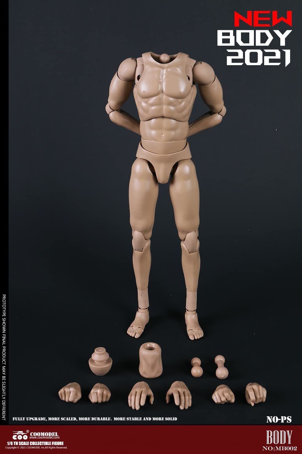 i8 TOYS COOMODEL MB002 1/6 Scale Tall Male Seamless Super Flexible Figure Body 10.2 Inch Man Action Figure without Head Sculpture