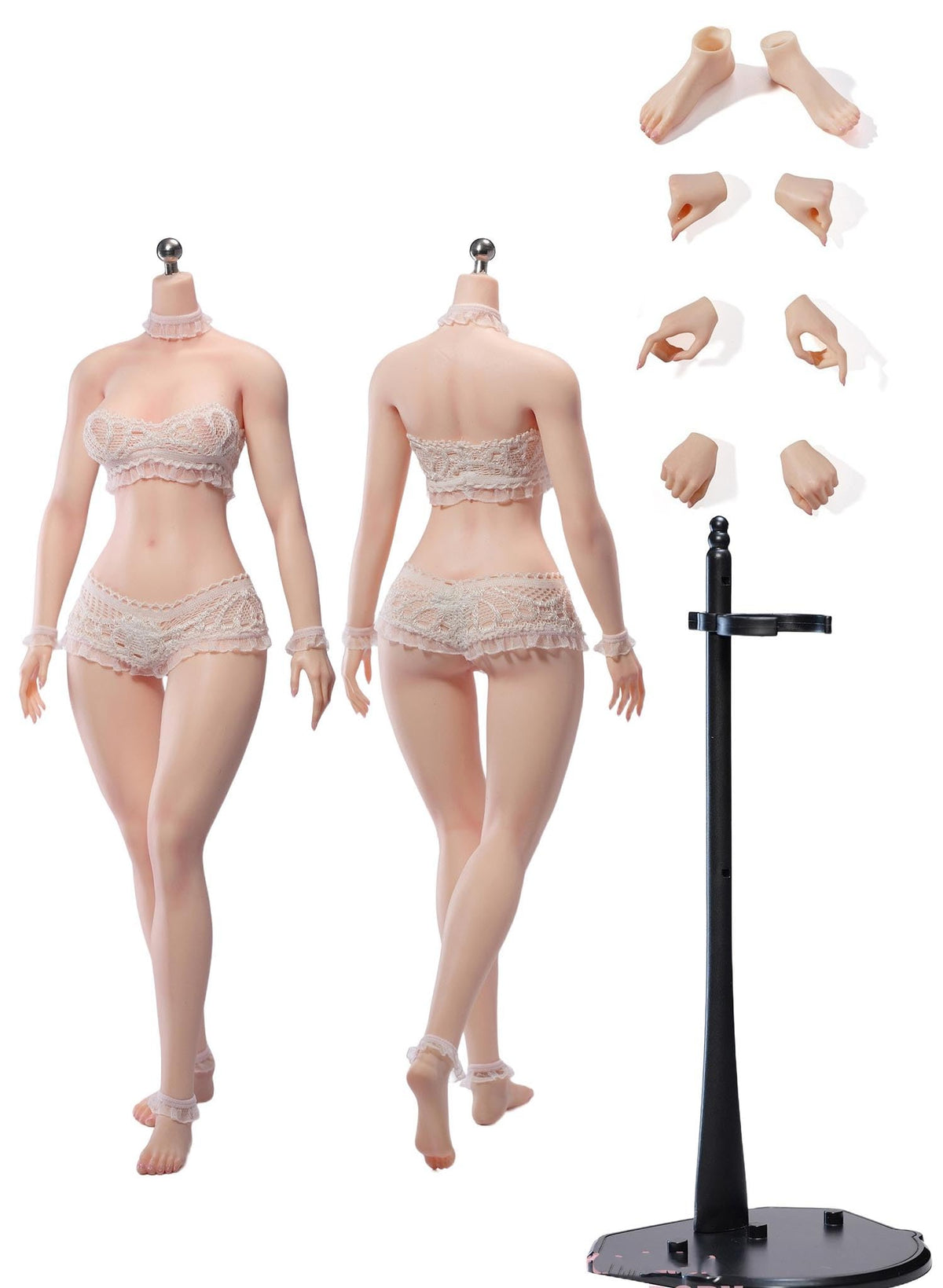 TBLeague 1/6 scale super flexible female seamless body Pale Skin Headless Detachable Feet for 12 inch woman action figure