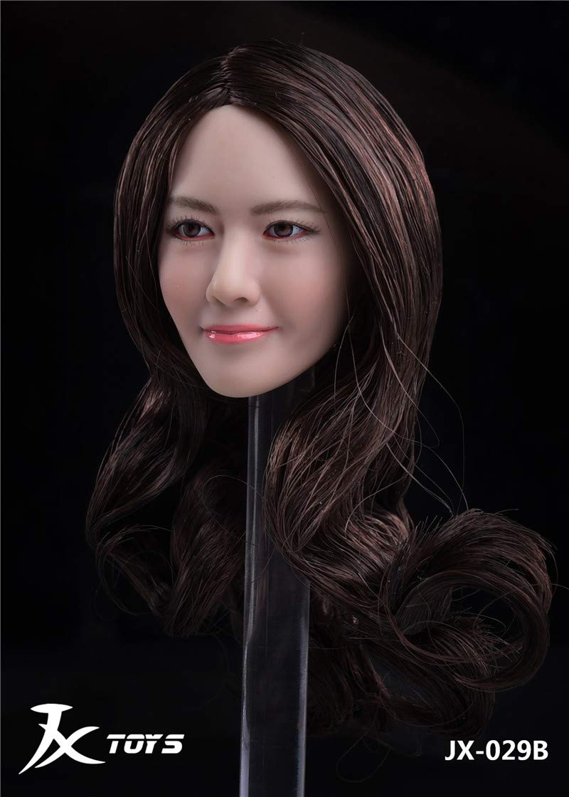 i8 TOYS JXTOYS JX-029B 1/6 Scale Asian Beauty Head Sculpture Micro-Expression Head Sculpture with Brown Hair for 12 Inches Female Body