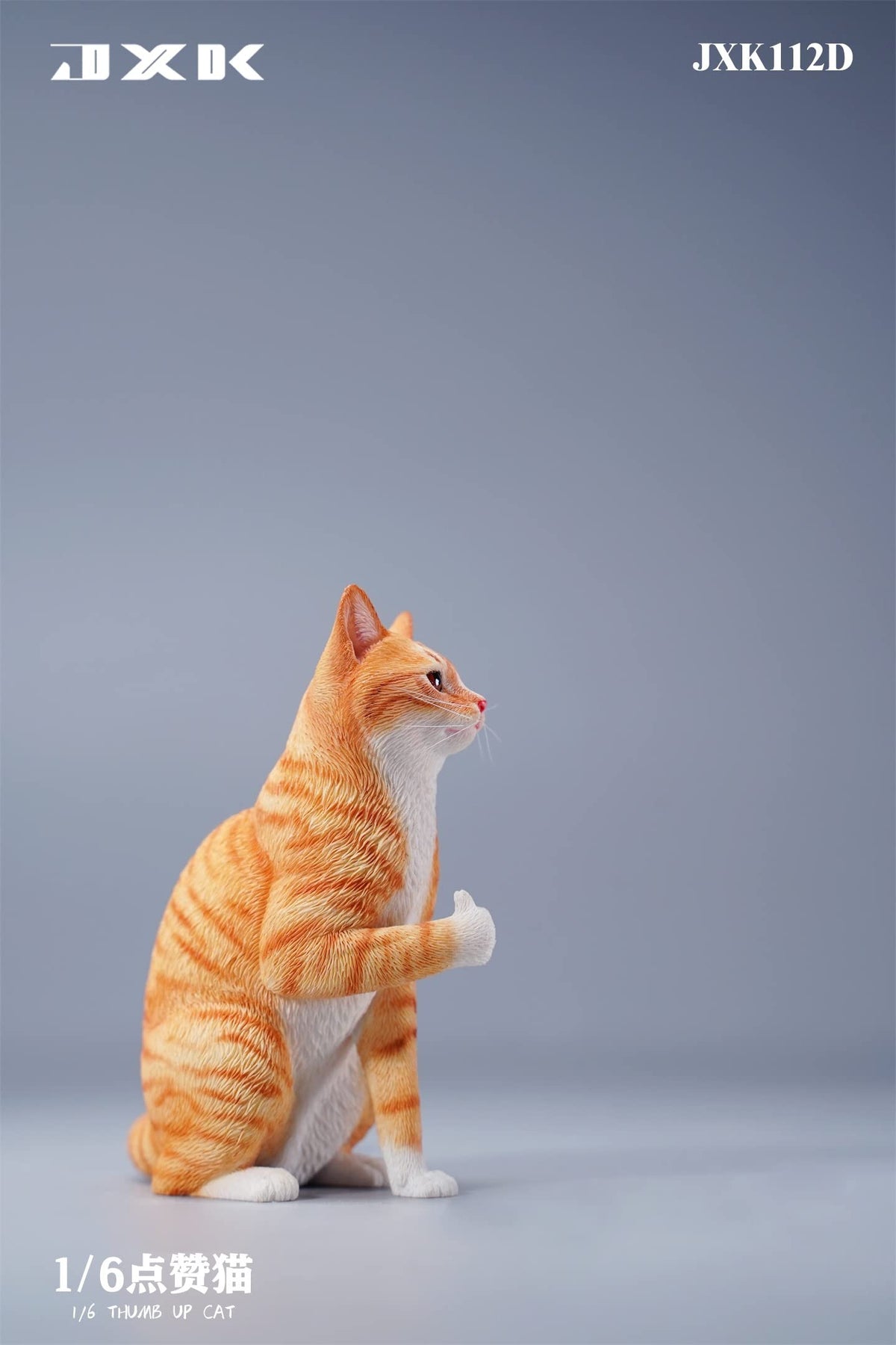 JXK JXK112D 1/6 Scale Thumb Up Cat Collectible Cute Animal Figure Desktop Fairy Garden Decoration (Orange)