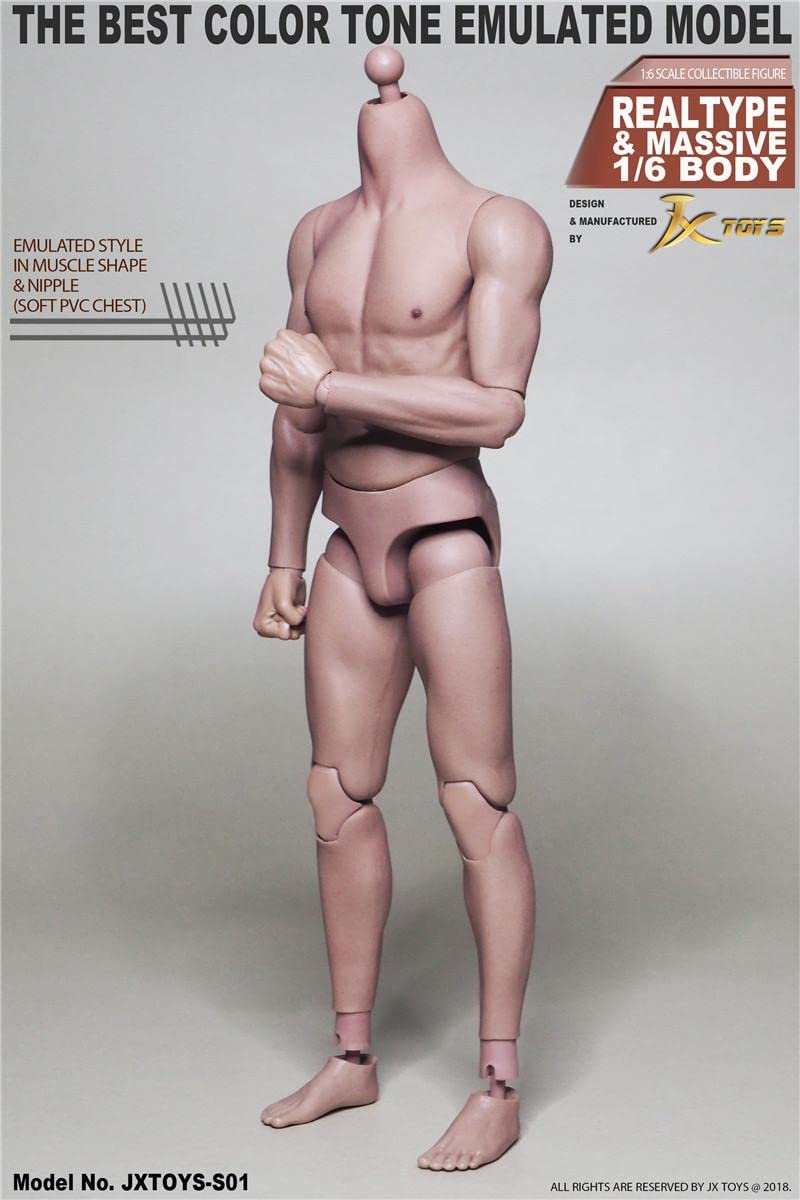 YSBRING JXtoys S01 /6 Scale Muscular Body Seamless Super Flexible Action Figure for 12 Inch Male Doll Without Head Sculpture