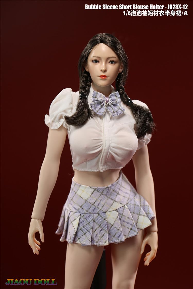 1/6 scale female clothes,bubble sleeve short blouse halter & skirts for 12 inch woman action figure,JIAOU DOLL JO23X-12