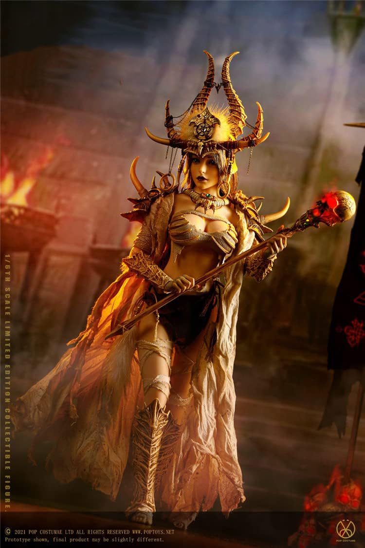 YSBRING POPTOYS WH001 1/6 Scale Witch Huntress Bloody Shaman Afar 12 Inch Collectible Action Figure (White Shaman)