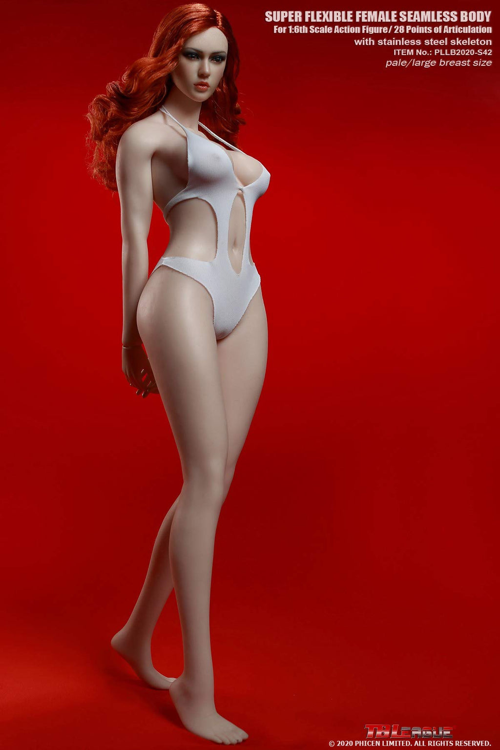 TBLeague PHICEN PLLB2020-S42A 1/6 Scale Female Super-Flexible Seamless Pale Body for 12 inch Action Figure Attached feet without Head Sculpt