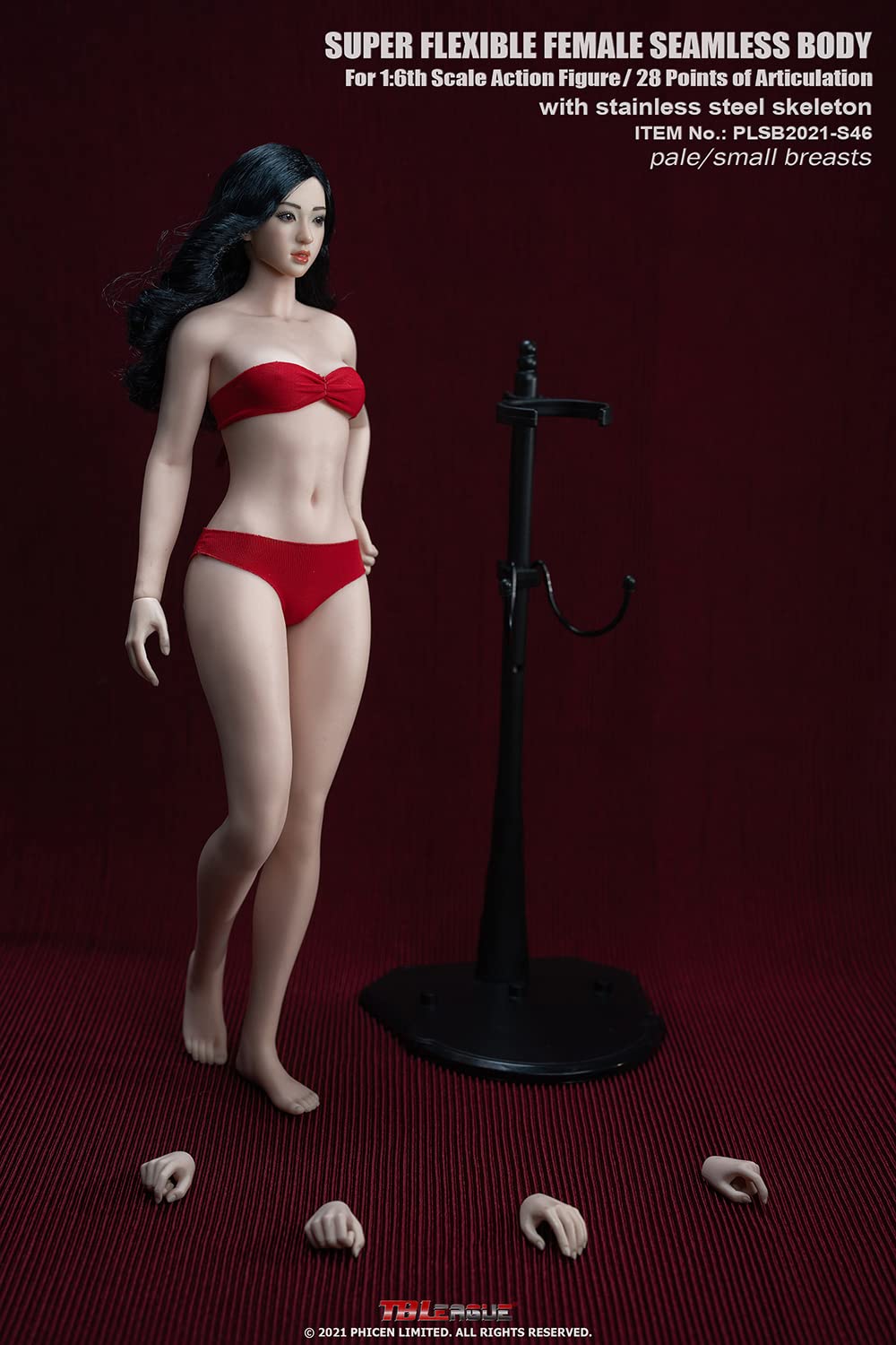 i8 TOYS TBLeague 1/6 Scale 12 inch Female Super Flexible Seamless Figure Body, Steel Bone Well-proportioned Small Breasts Collectible Action Figures With Pale Skin(PLSB2021-S46)