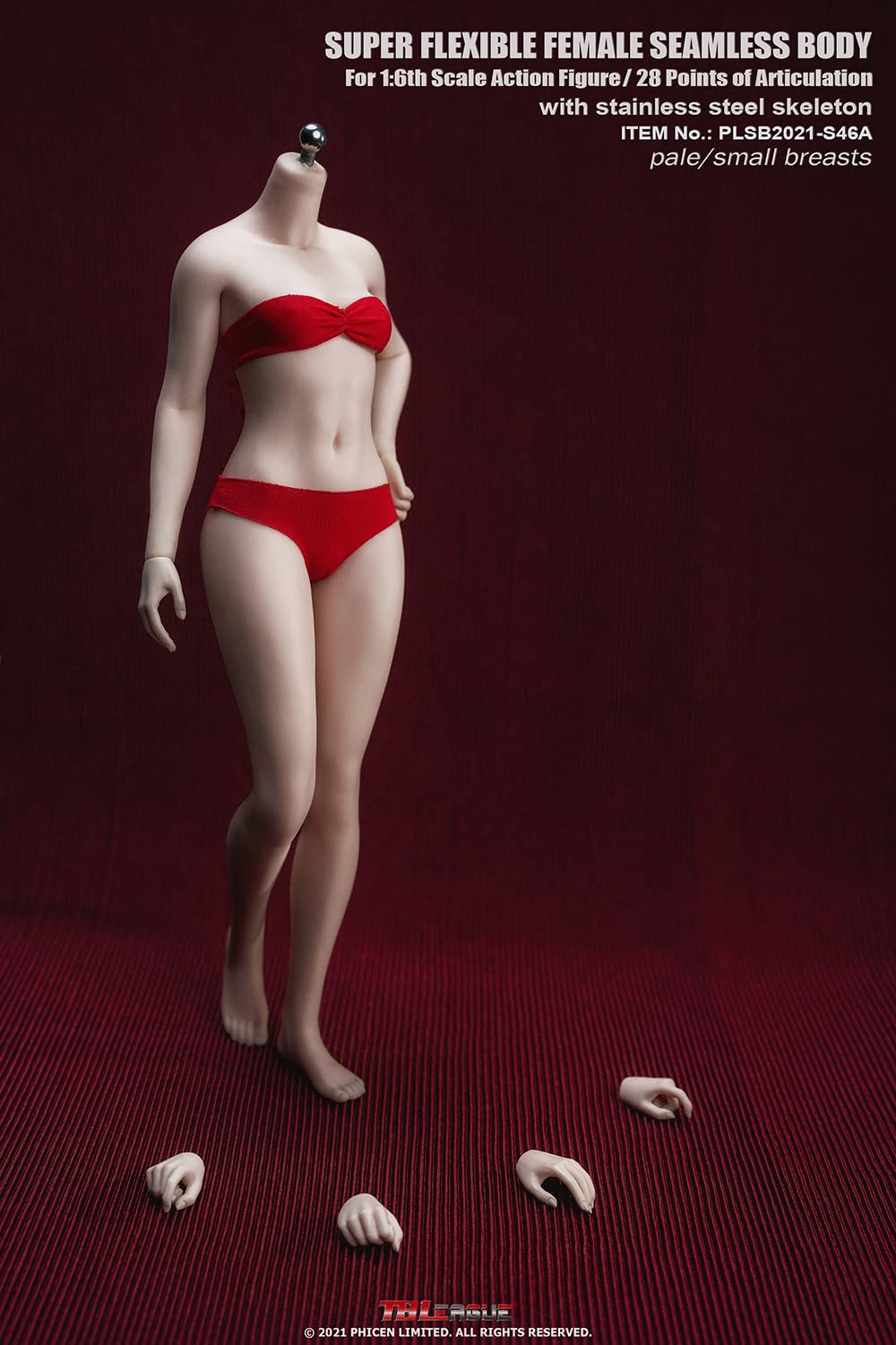 i8 TOYS TBLeague 1/6 Scale 12 inch Female Super Flexible Seamless Figure Body, Steel Bone Well-proportioned Small Breasts Collectible Action Figures With Pale Skin(PLSB2021-S46A)