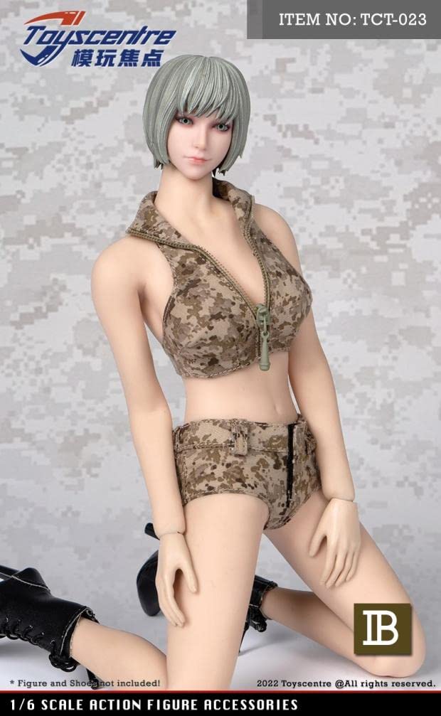 YSBRING ToysCentre TCT-023B 1/6 Scale Doll Clothes Camouflage Vest Shorts Suit for 12 Inch Female Soldier Action Figure