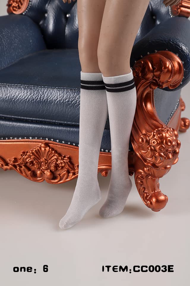YSBRING CCTOYS CC003A 1/6 Scale Clothing Accessories Women's Short Stockings for 12 Inch Female Soldier Figure (Striped Black, short stockings)