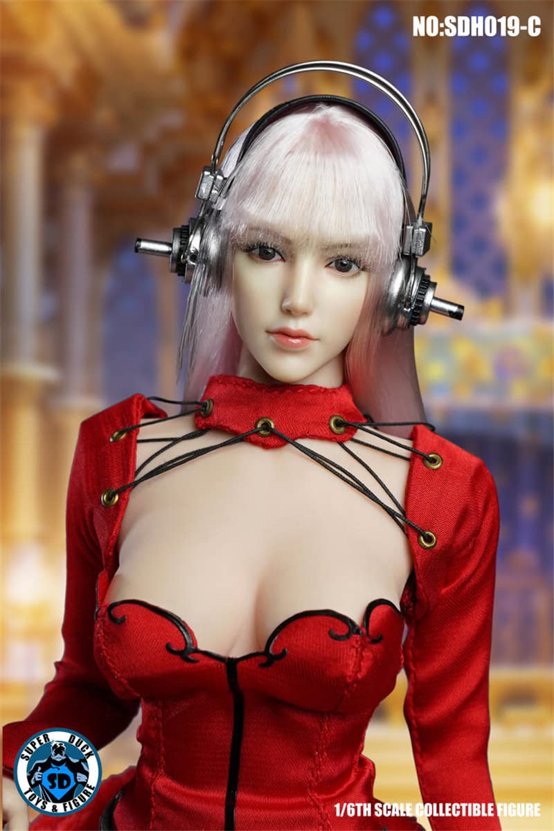 YSBRING SUPER DUCK SDH019C 1/6 Scale Female Head Hair Transplant Beauty Head Carving for 12 Inch Collectible Action Figure Body