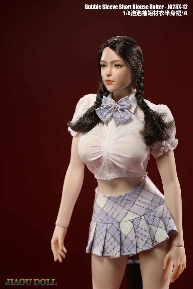 1/6 scale female clothes,bubble sleeve short blouse halter & skirts for 12 inch woman action figure,JIAOU DOLL JO23X-12